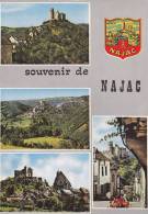 Cp , 12 , NAJAC , Église Et Château-fort  XIIe Et XIIIe S. , La Rue Du Bariou , Multi-Vues - Najac