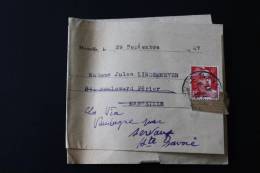 29/9/1947 Aff Timbre Gandon Seul S Lettre:courrier 20 Actions Cie De Navigation Mixte(souscription CCF)Vaudagne/Servoz - Banco & Caja De Ahorros