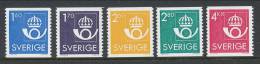 Sweden 1985-1986.The Postal Office Emblem, Steel Engraving Recess, Set Of 5,  See Scann, MNH (**) - Nuevos