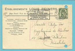 425 Op Kaart Met Stempel BRUXELLES Met Firmaperforatie (perfin) " L.R. "  Van Louis REYNERS - 1934-51