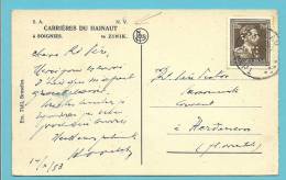 845 Op Kaart Met Stempel THY-LE-CHATEAU Met Firmaperforatie (perfin) " S E " - 1951-..