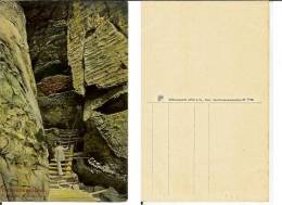 Schwedenlöcher (Rathen Sächs Schweiz). Ancient Postcard First '900 (animate, Man) - Rathen