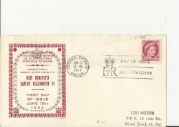 CANADA 1954– FDC  QUEEN ELIZABETH CONTIN. OF 2ND ELIZABETHAN SERIES  W 1 ST  OF 3 C ADDR TO MIAMI BEACH-FLA-USA JUN 10 R - 1952-1960