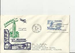 CANADA 1957– FDC  ALL SEASONS PLAYGROUND – HUNTER WITH DOG  W 1 ST  OF 5 C ADDR TO BUXTON – U.KINGDOM  POSTM OTTAWA ONT - 1952-1960