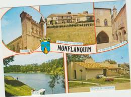 Cpsm   47 Lot Et Garonne  Montflanquin  Eglise Lac Village De Vacances  Maison De Retraite Maison Du Prince - Monflanquin