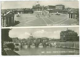 Italy, Rome, Roma, Piazza E Basilica S. Pietro, Ponte E Castel S. Angelo, Unused Real Photo Postcard [13444] - San Pietro