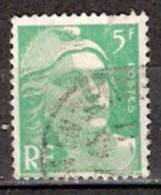 Timbre France Y&T N° 809 (4) Obl.  Mariann De Gandon.  5 F. Vert Clair. Cote 0,30 € - 1945-54 Marianne De Gandon