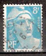 Timbre France Y&T N° 810 (02) Obl.  Mariann De Gandon.  8 F. Bleu Clair. Cote 0,30 € - 1945-54 Marianne Of Gandon