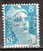 Timbre France Y&T N° 810 (03) Obl.  Mariann De Gandon.  8 F. Bleu Clair. Cote 0,30 € - 1945-54 Marianne Of Gandon