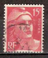 Timbre France Y&T N° 813 (04) Obl.  Mariann De Gandon.  15 F. Rouge. Cote 0,15 € - 1945-54 Marianne De Gandon