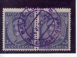 KING ALEXANDER-3 DIN-PAIR-POSTMARK-BANJA LUKA-BOSNIA AND HERZEGOVINA-YUGOSLAVIA-1931 - Oblitérés