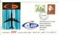 FIRST FLIGHT SAS 1960 STOCKHOLM SWEDEN - MONTREAL CANADA Swedish Cover - Airmail: Special Delivery