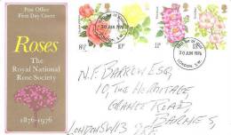 66714)FDC- Roses- The Royal National Rose Society- Serie Completa 30-jun-1976 - Non Classés