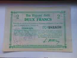 Aisne 02 Vermand , 1ère Guerre Mondiale 2 Francs BRU - Bons & Nécessité