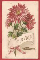 N653 1er Avril, Poisson, Fleurs En Relief.Cachet 1906 - Erster April