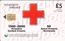 Cyprus, CYP-C-028a, 50 Years Of Cyprus Red Cross, 2 Scans.   GEM5 (Red) - Chipre