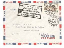 Lettre D'Abidjan, AOF, 12.12.1953 , Yvert N° 40" Autorail" +cachet CONFERENCE Internationale DES AFRICANISTES DE L'OUEST - Lettres & Documents