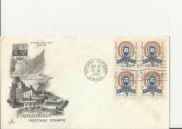 CANADA 1960 – FDC  GIRLS GUIDES ASSOCIATION  W 1 BLOCK OF 4  STS  OF 5 C  POSTM OTTAWA-ONT APR 20 RE1023 - 1952-1960