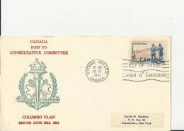 CANADA 1961 – FDC 10 YEARS  COLOMBO PLAN CONSULTATIVE COMMITTEE W 1 ST OF 5 C  ADDR TO SCHENECTADY,NY USA POSTM OTTAWA-O - 1961-1970