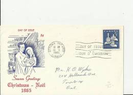 CANADA 1965– FDC CHRISTMAS 1965 ( DES 2) ADDR. TO TORONTO W 1 ST  OF 5C  POSTM OTTAWA-ONT  DEC 13 RE1043 - 1961-1970