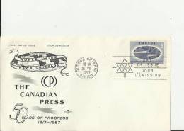 CANADA 1967– FDC  50 YEARS THE CANADIAN PRESS – WORLD WIDE NEWS COVERAGE  W 1 ST  OF 5 C POSTM OTTAWA-ONT. AUG 31  RE195 - 1961-1970