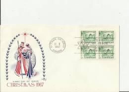 CANADA 1967– FDC  CHRISTMAS 1967 (DESIGN 2 ) W 1 BLOCK OF 4 STS  OF 5 C POSTM OTTAWA-ONT OCT 11  RE1964 - 1961-1970