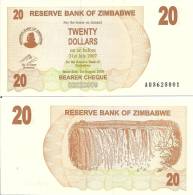 Zimbabwe P-40, 20 Dollars, Victoria Falls, 2007, $4CV! - Zimbabwe