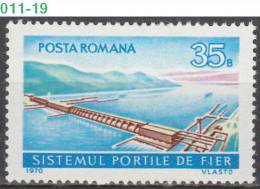 ROMANIA, 1970, Hydroelectric Iron Gate Of The Danube,  Energies, Electricity, MNH (**), Sc/Mi 2187 / 2864 - Elettricità