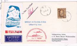 1958. Noruega A Alemania. Sobre Circulado Con Viñeta Del Correo Aereo Y Firma Del Piloto - Estate 1960: Roma