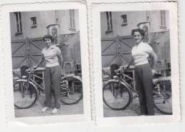 Sports - Cyclisme - 2 Photos Format 9.1 X 6.8 Cm - Jeune Femme Et Son Vélo - Wielrennen