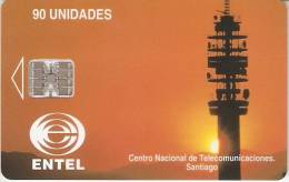 TARJETA DE CHILE DE CENTRO NACIONAL DE SANTIAGO-  ANTENA TELECOMUNICACIONES - Chili