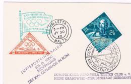 1960. Malta A Alemania. Postal Con Sello De Malta Y Viñeta De Correo Aereo Y Olimpiada De Roma - Estate 1960: Roma