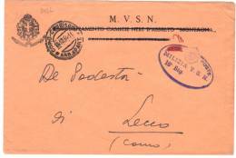 VER2368 - R.S.I. , Lettera In Franchigia Della Milizia Nazionale MVSN 16 BTG - Poststempel