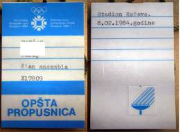 OLYMPIC GAMES - SARAJEVO `84 - Official Certificate ID Card From Member Ensemble Participant Opening Games - Other & Unclassified