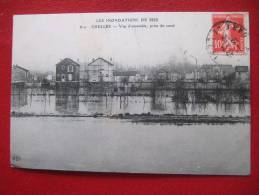 77 - CHELLES - LES INNONDATIONS DE 1910 - VUE D'ENSEMBLE , PRISE DU CANAL - - Chelles