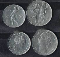 17- Italia 2 Monete - 1 Da £. 50 + 1 Da £. 100 Anno 1956  Circolate - 50 Liras