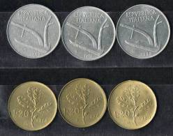 19- Italia 6 Monete - £. 10 + £. 20  - Annate Diverse  Tutte Circolate - 20 Liras