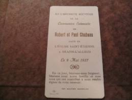 BC4-2-100 CDP Souvenir Communion Robert Et Paul Chabeau 1937 - Comunión Y Confirmación