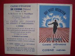 - COSNE Sur LOIRE (Nièvre) -Petit Calendrier De La CAISSE D\'EPARGNE - Petit Format : 1941-60