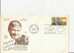 CANADA 1969 - 100 YEARS BIRTH OF STEPHEN LEACOCK - HUMORIST & HISTORIAN W 1 ST OF 6 C POSTM OTTAWA ONT NOV 12 RE1980 - 1961-1970