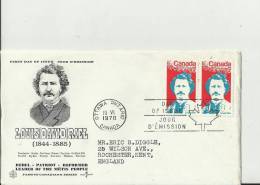 CANADA 1970 - FDC LOUIS DAVID RIEL - LEADER OF THE METIS PEOPLE  W 1 ST OF 6 C POSTM OTTAWA ONT JUN 19 RE1993 - 1961-1970