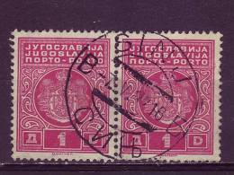 PORTO-COAT OF ARMS-1 DIN-PAIR-TYPE I-POSTMARK-SINJ-YUGOSLAVIA-1931 - Timbres-taxe