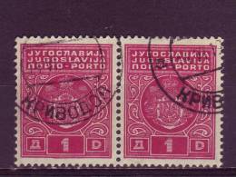 PORTO-COAT OF ARMS-1 DIN-PAIR-TYPE II-POSTMARK-KRIVODOL-RARE-CROATIA-YUGOSLAVIA-1931 - Segnatasse