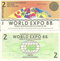 Test Note - ABNC-111 2 Australian Expo Dollars, 1988 - Specimen