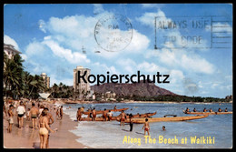 ÄLTERE POSTKARTE WAIKIKI ALONG THE BEACH TRADITIONAL BOAT HAWAII HONOLULU Einbaum Dug Out Pirogue Plage Cpa Postcard AK - Honolulu