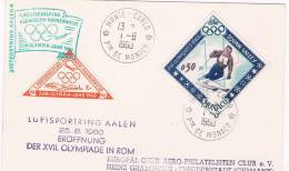 1960. Monaco A Alemania. Postal Circulada Con Sello Y Viñeta  De La Olimpiada De Roma - Summer 1960: Rome