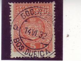 PORTO-COAT OF ARMS-5 DIN-TYPE I-POSTMARK-BOSANSKA DUBICA-BOSNIA AND HERZEGOVINA-YUGOSLAVIA-1931 - Segnatasse