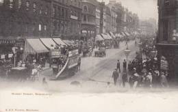 Market Street , Manchester, Animé,tram - Manchester