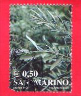 SAN MARINO -  2002 - I Colori Della Vita - 0,50 € • Rami D'ulivo (verde) - Oblitérés
