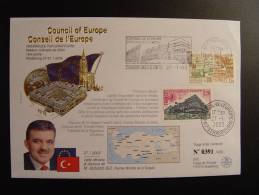 PREMIER MINISTRE TURQUIE  CONSEIL EUROPE EUROPA PARLAMENT NUMEROTE TIRAGE LIMITE  COUNCIL  EUROPE - Storia Postale